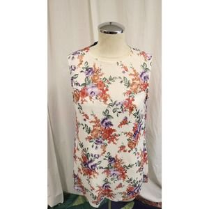 Apt 9 Dress White and Floral Above the Knee Length Size Small Sleeveless Box E